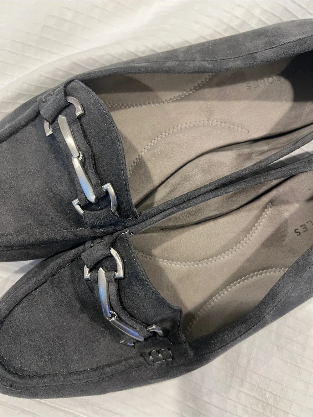 AEROSOLES Charcoal Suede Bit Loafers